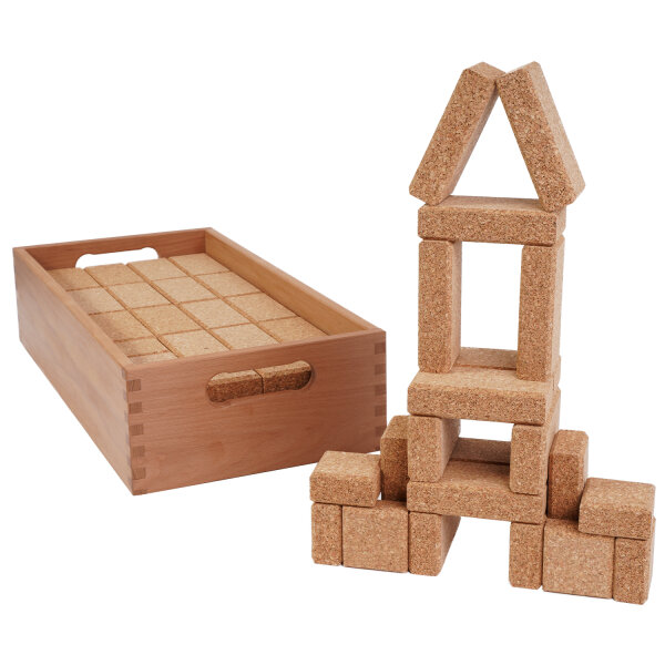 KoBaKi Korkbaukiste Set 76 Teile – Nachhaltige Korkbausteine für Kinder